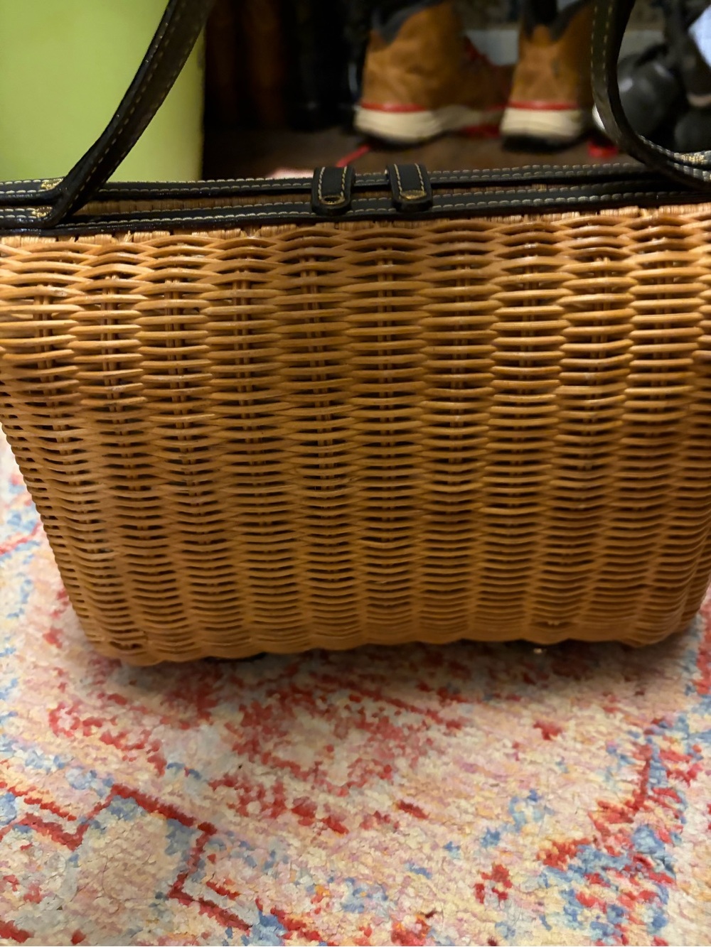 kate spade vintage Wicker Bag in Natural with Black Trim - Picture 3 of 4